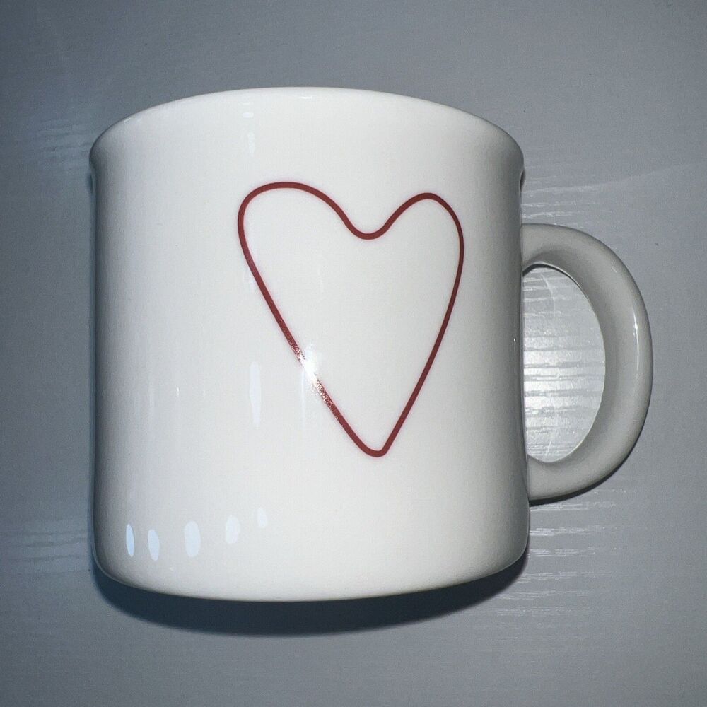 Opalhouse White Porcelain Mug With Red Silhouette Hearts On Either Side